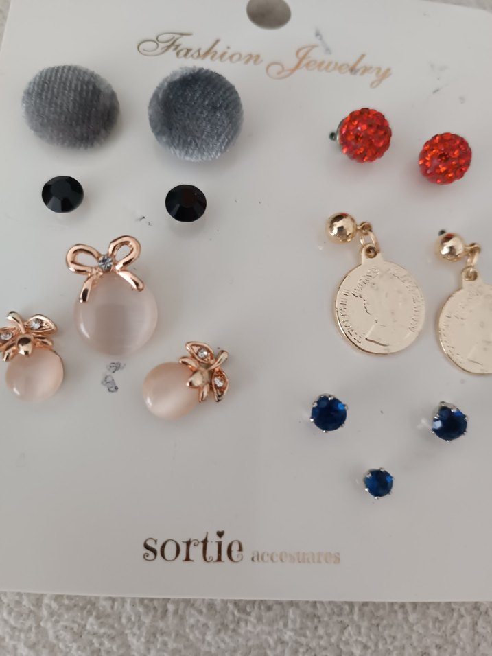 Kadın Çoklu Küpe Seti, Mini, Pul İşlemeli - Görsel 4