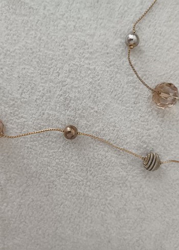 Bej Zincir Detaylı Uzun Kadın Kolye - Görsel 5