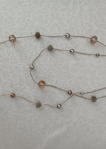 Bej Zincir Detaylı Uzun Kadın Kolye - Görsel 3