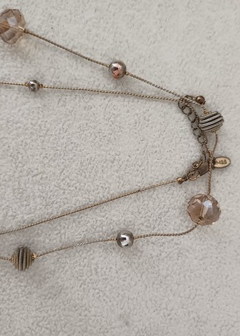 Bej Zincir Detaylı Uzun Kadın Kolye - Görsel 6