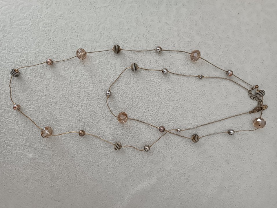 Bej Zincir Detaylı Uzun Kadın Kolye - Görsel 3