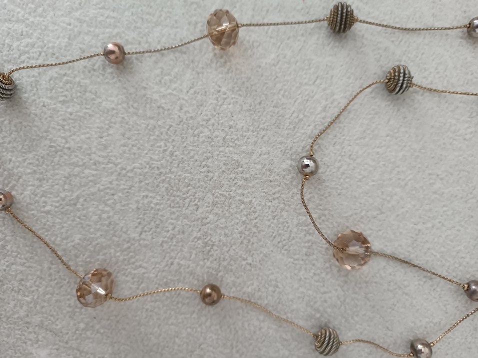 Bej Zincir Detaylı Uzun Kadın Kolye - Görsel 4