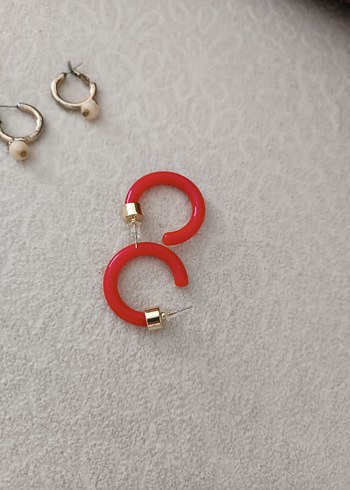 Kırmızı Mini Boncuklu Bohem Küpeler - Görsel 3