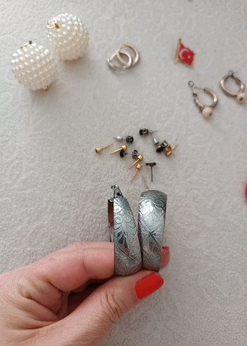 Kırmızı Mini Boncuklu Bohem Küpeler - Görsel 2