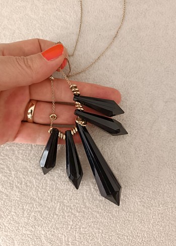 Siyah Boncuklu Gotik Midi Kolye - Görsel 6