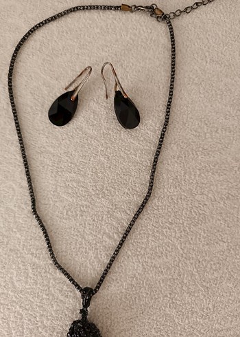 Siyah Zincir Detaylı Gotik Kadın Takı Seti - Görsel 4