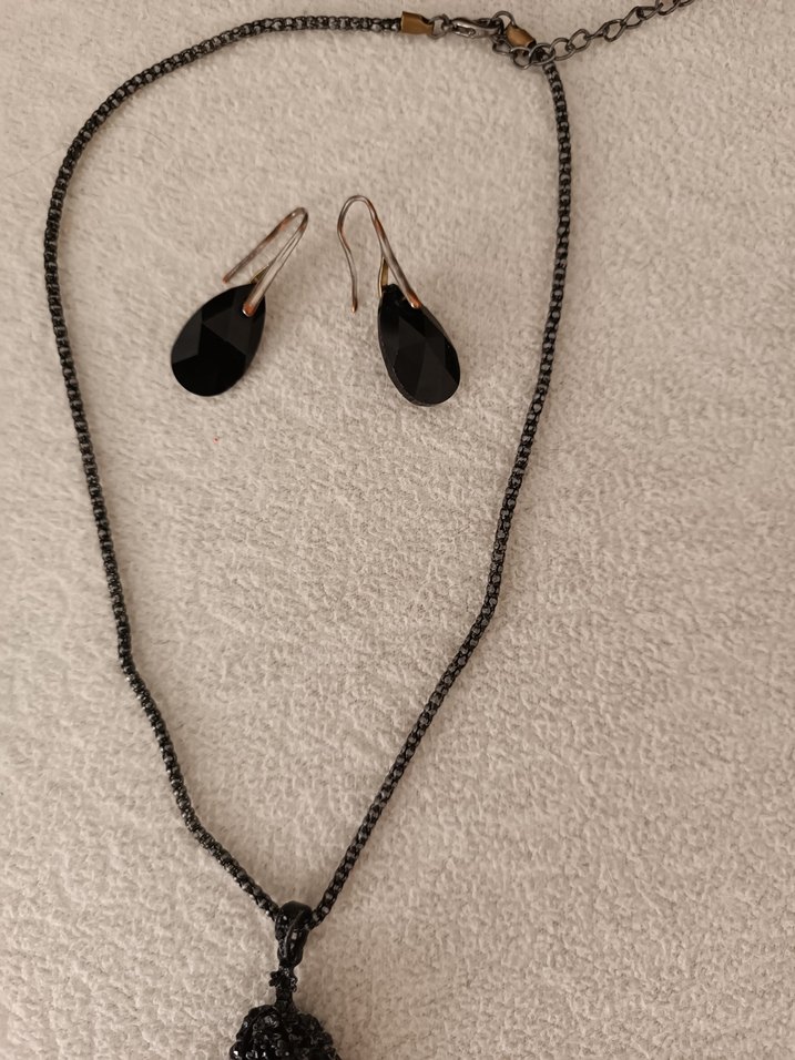 Siyah Zincir Detaylı Gotik Kadın Takı Seti - Görsel 4