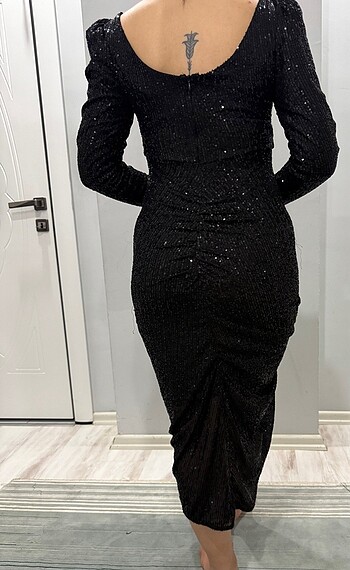 Elissa Siyah payetli elbise