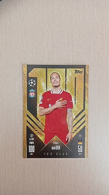 Virgil vanDijk 100 Club Gold 2025 Topps Card