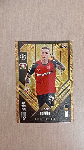 Alejandro Grimaldo 100 Club Gold 2025 Topps Card