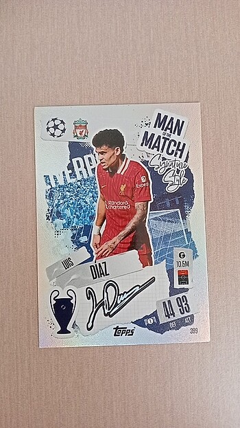 Luis Diaz Signature Style Man of the Match 2025 Topps UCL Card