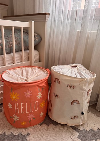 Renkli Desenli Katlanabilir Sepetler 2 adet - Görsel 2