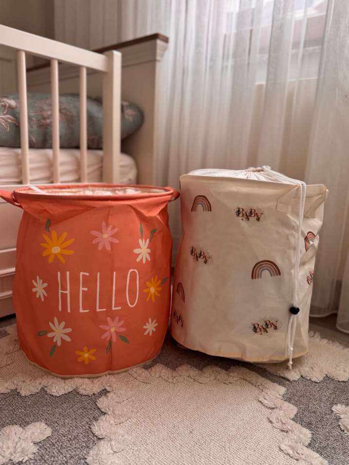 Renkli Desenli Katlanabilir Sepetler 2 adet - Görsel 3