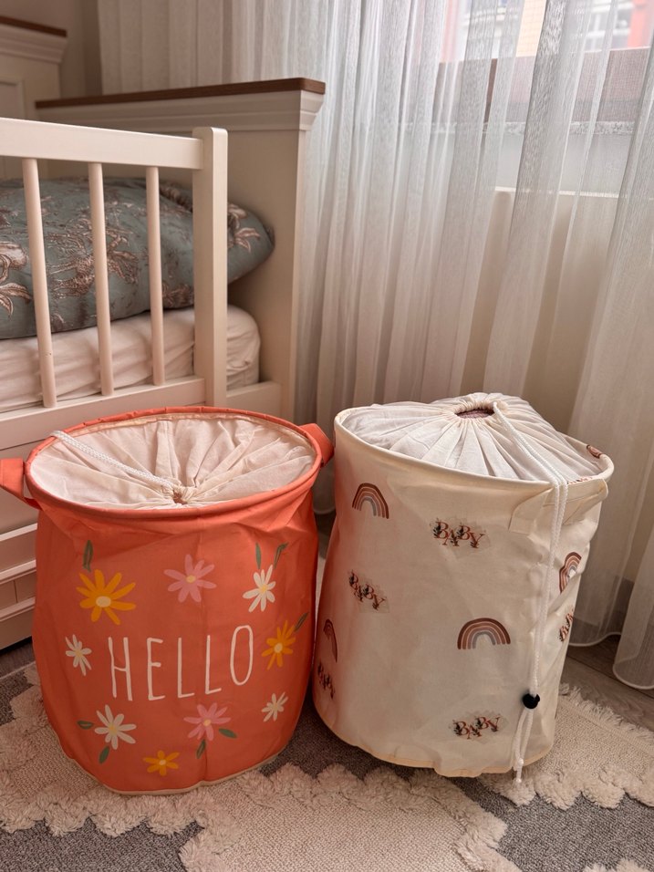 Renkli Desenli Katlanabilir Sepetler 2 adet - Görsel 2