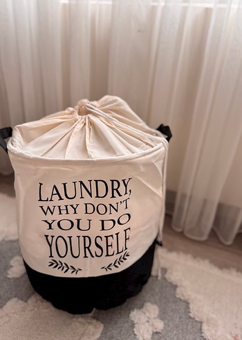 Beyaz Çamaşır Sepeti - Kapaklı ve Kulplu 2 adet - Görsel 3