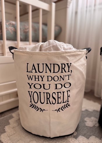 Beyaz Çamaşır Sepeti - Kapaklı ve Kulplu 2 adet - Görsel 2