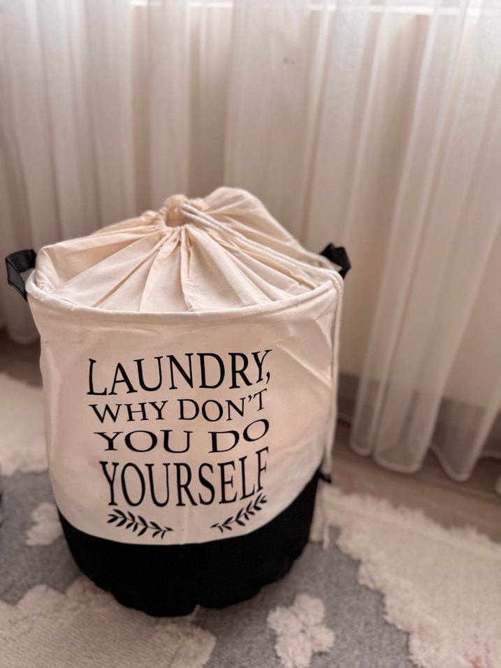 Beyaz Çamaşır Sepeti - Kapaklı ve Kulplu 2 adet - Görsel 3