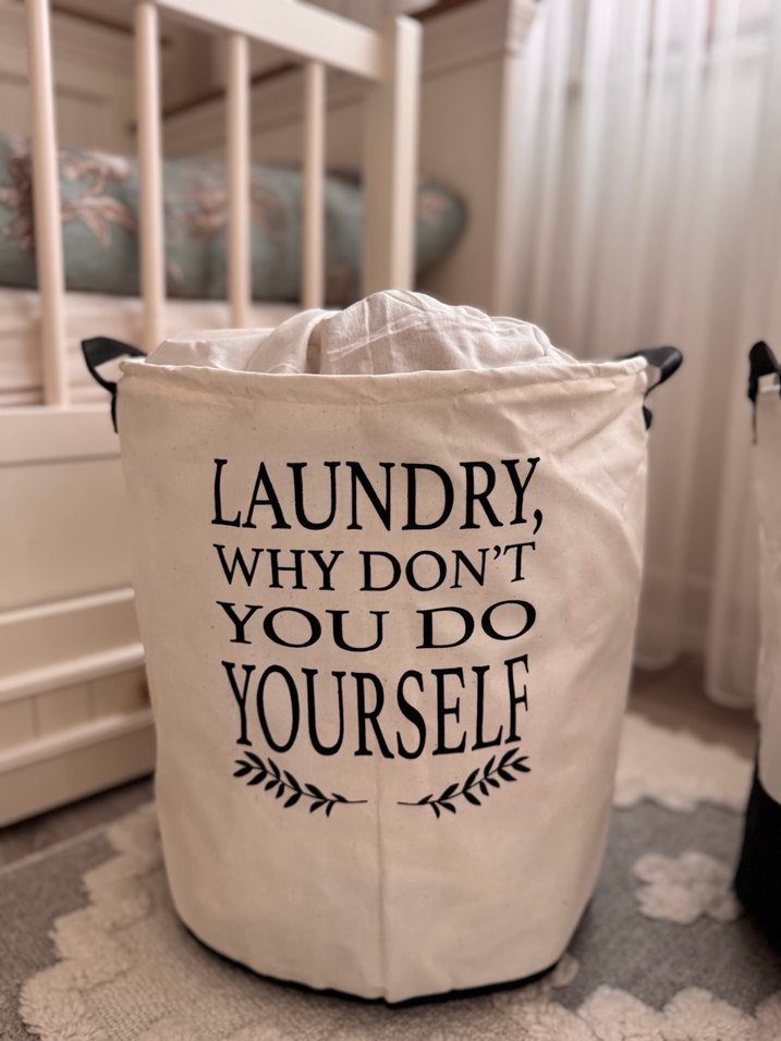 Beyaz Çamaşır Sepeti - Kapaklı ve Kulplu 2 adet - Görsel 2