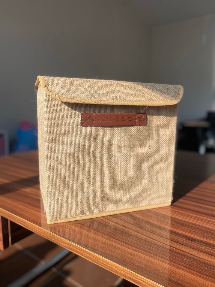 Jüt Katlanabilir Saklama Sepeti kutu 2 adet - Görsel 4
