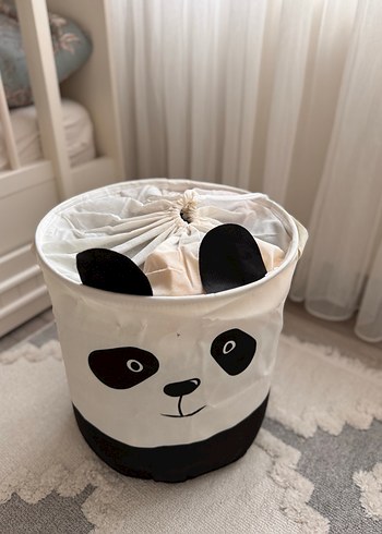 Panda Desenli Beyaz Saklama Sepeti - Görsel 2