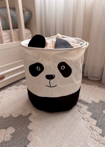 Panda Desenli Beyaz Saklama Sepeti - Görsel 3