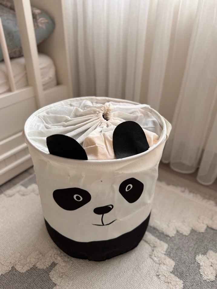 Panda Desenli Beyaz Saklama Sepeti - Görsel 2