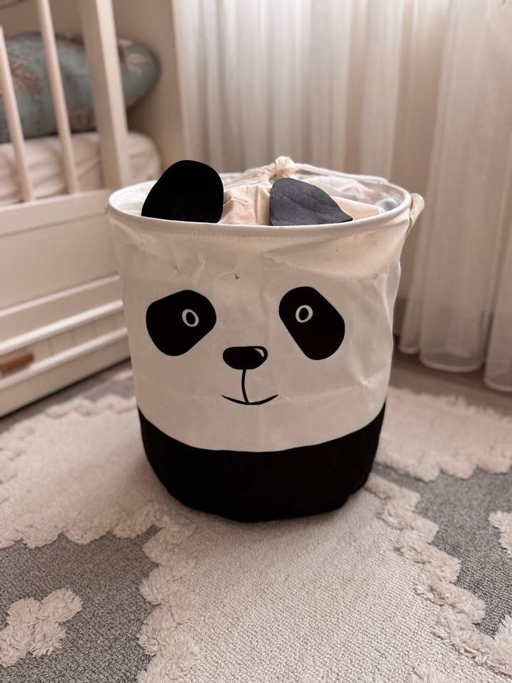 Panda Desenli Beyaz Saklama Sepeti - Görsel 3