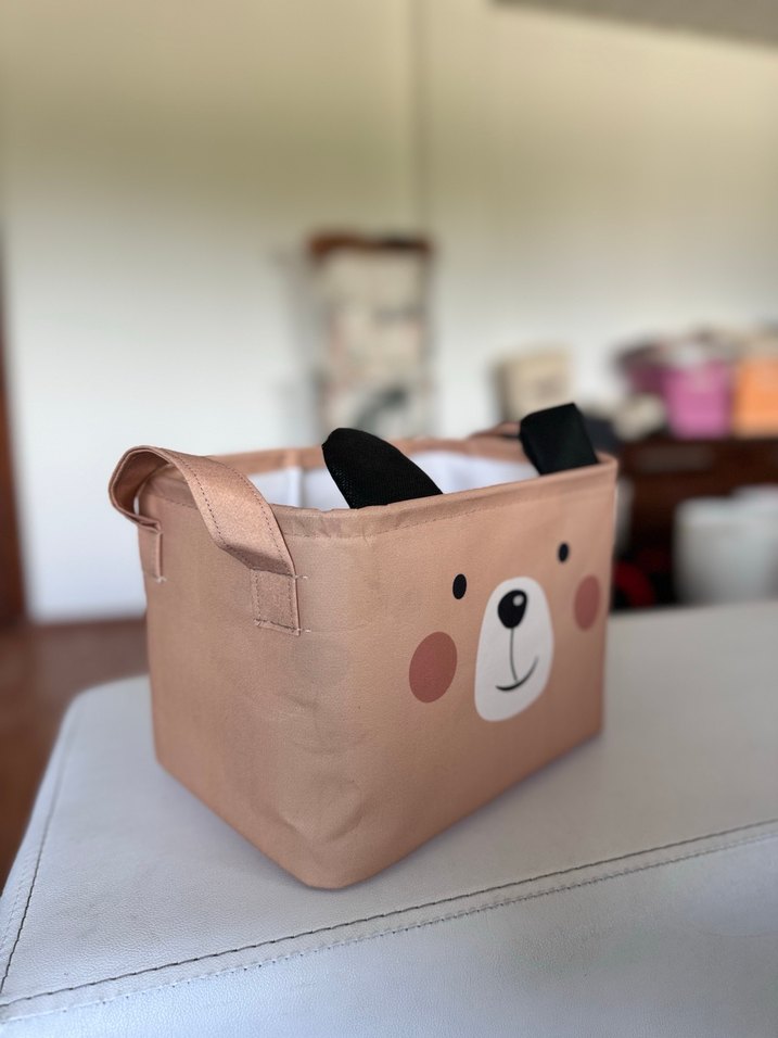Pastel Kahverengi Ayı Desenli Saklama Sepeti - Görsel 2