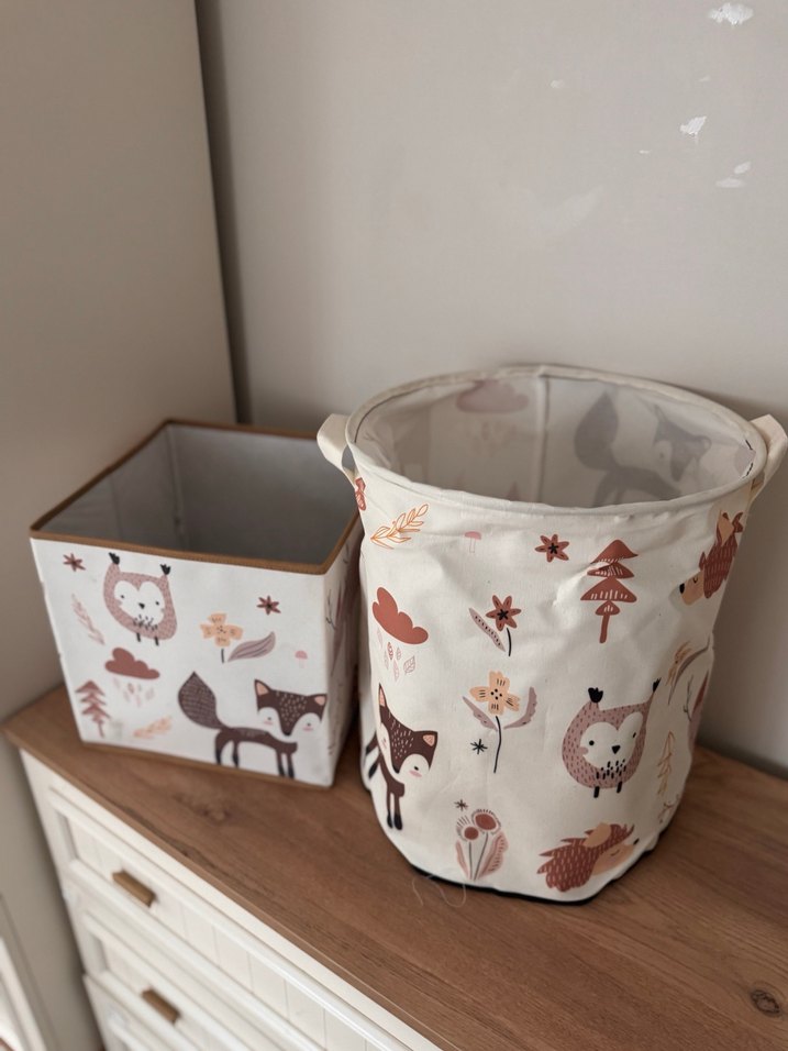 Kahverengi Orman Temalı Sepet ve Saklama Torbası 2 li - Görsel 2