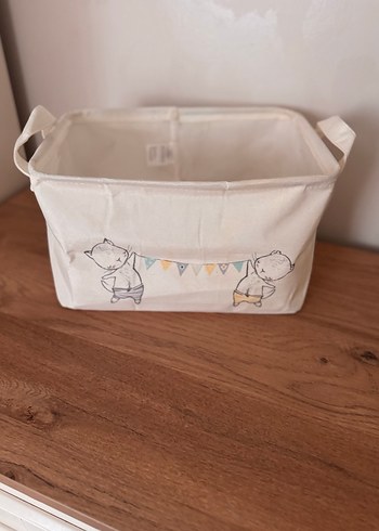 Beyaz Pastel Desenli Saklama Sepeti - Görsel 2