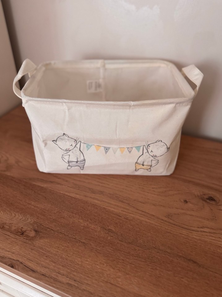 Beyaz Pastel Desenli Saklama Sepeti - Görsel 2