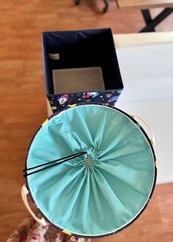 Renkli Uzay Temalı Sepet ve Saklama Çantası - Görsel 2