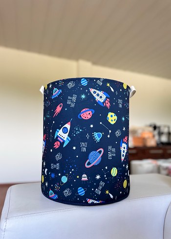 Renkli Uzay Temalı Sepet ve Saklama Çantası - Görsel 5