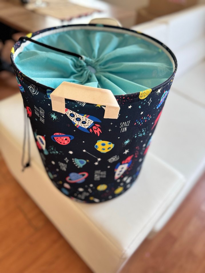 Renkli Uzay Temalı Sepet ve Saklama Çantası - Görsel 3