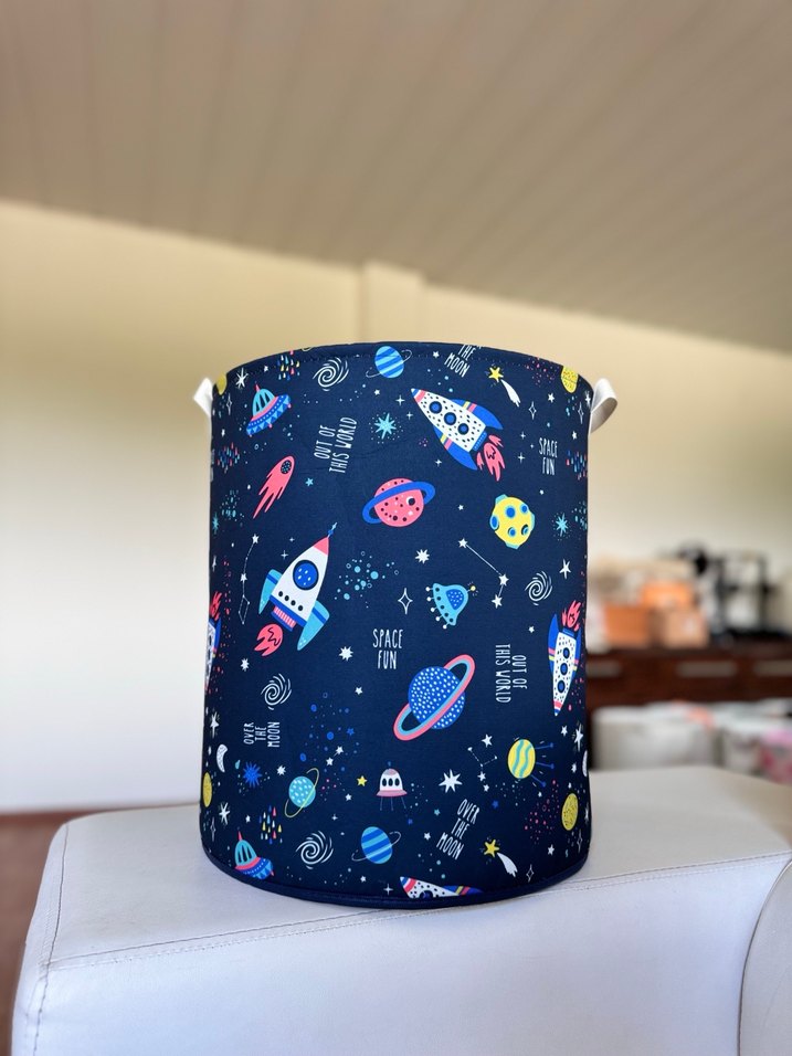 Renkli Uzay Temalı Sepet ve Saklama Çantası - Görsel 5