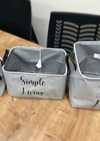 Gri Katlanabilir Saklama Sepetleri 3lü set - Görsel 2