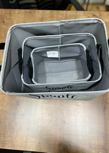 Gri Katlanabilir Saklama Sepetleri 3lü set - Görsel 6