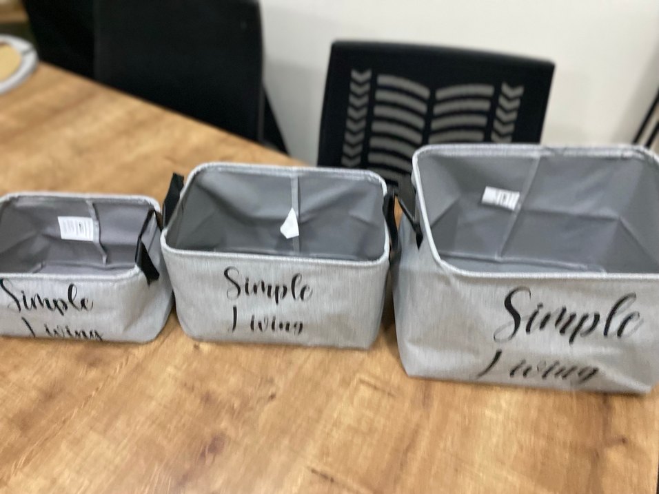 Gri Katlanabilir Saklama Sepetleri 3lü set - Görsel 2