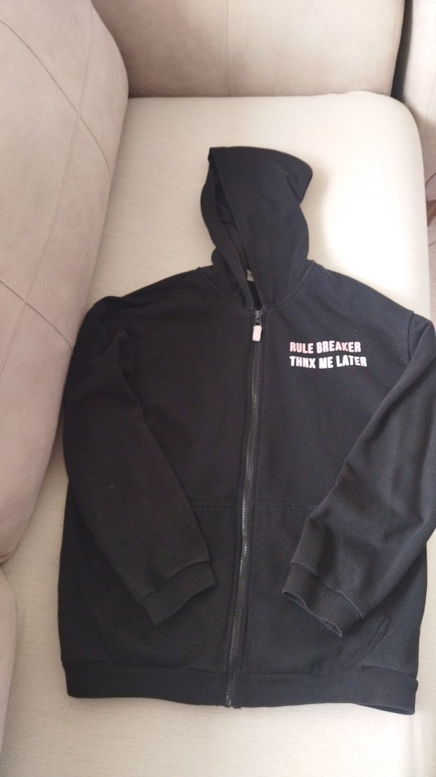 Siyah Kapüşonlu Fermuarlı kiz Sweatshirt - Görsel 2