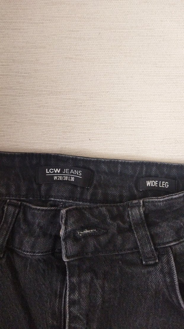 Kadın Siyah Bol Kesim Midi Denim Pantolon - Görsel 2