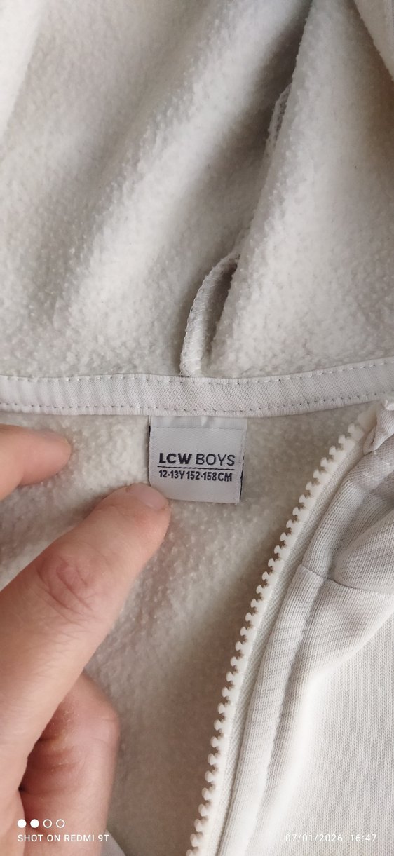 Yarım Fermuarlı Beyaz Yüksek Yakalı Sweatshirt - Görsel 3