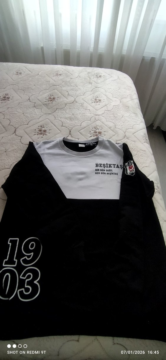 Beyaz Siyah Baskılı Erkek Sweatshirt - Görsel 2