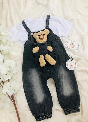 1,5 Yaş Beden siyah Renk Unisex salopet tulum