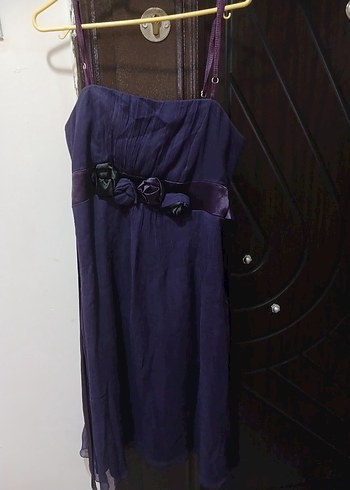 Mor Midi Straplez Gotik Elbise