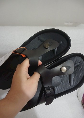 siyah Erkek Günlük Tokalı Terlik 41 numara - Görsel 7