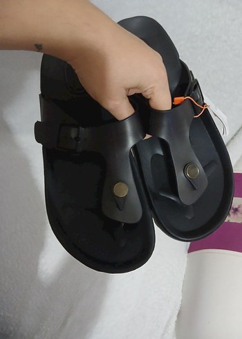 siyah Erkek Günlük Tokalı Terlik 41 numara - Görsel 4