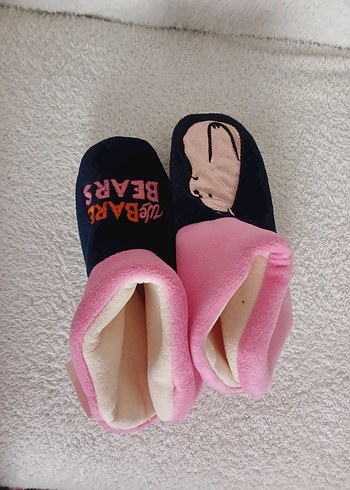 Kız Çocuk Pembe Desenli Sıcak Ev Terliği - Görsel 7