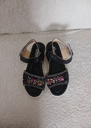 Renkli Payetli Dolgu Topuk Kız çocuk  Sandalet - Görsel 2