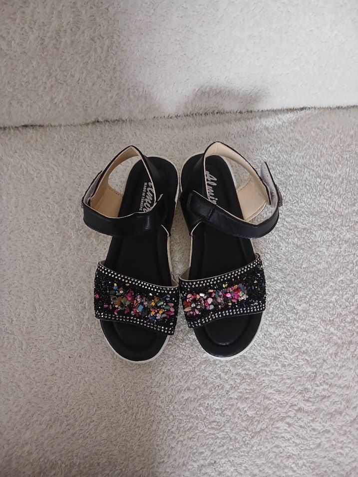 Renkli Payetli Dolgu Topuk Kız çocuk  Sandalet - Görsel 2