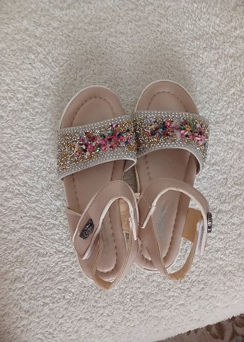 Pullu bej Bohem Kız Sandalet - Görsel 2